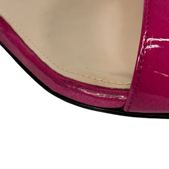 Stewart Weitzman Nudistcurve Patent Leather Block Heel Sandals Women US 7 Pink