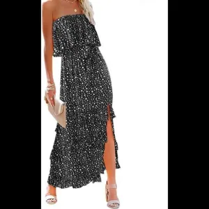 Strapless Ruffle Off Shoulde Maxi Dress