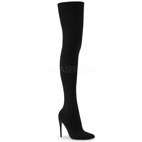 Stretch Pull On High Heel Thigh High Boots