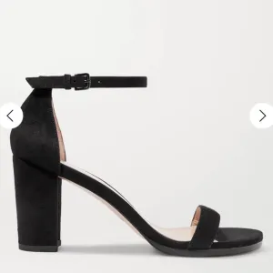Stuart Weitzman Ankle Strap Block Heel Sandals size 36.5 black Suede