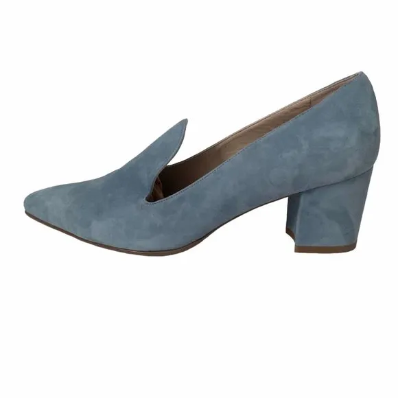 Stuart Weitzman Arkymid Block Heeled Loafers in Jean Suede