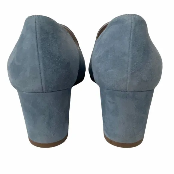 Stuart Weitzman Arkymid Block Heeled Loafers in Jean Suede