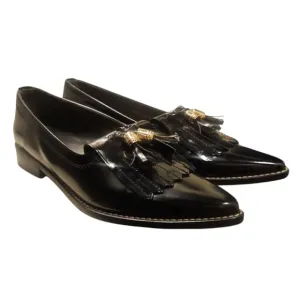 STUART WEITZMAN | Black Patent Leather Pointed Toe Tassel Loafers ~ Size US 6.5