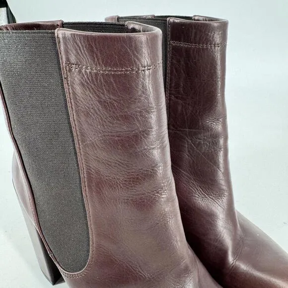 Stuart Weitzman boots womens 9.5 burgundy leather pull on heeled sidemover
