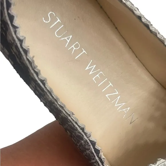Stuart Weitzman Catalan SnakePrint Leather Slip on EspadrilleNatural size 5M