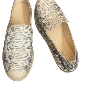 Stuart Weitzman Catalan SnakePrint Leather Slip on EspadrilleNatural size 5M