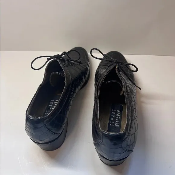 Stuart Weitzman Croc Lace up Loafers