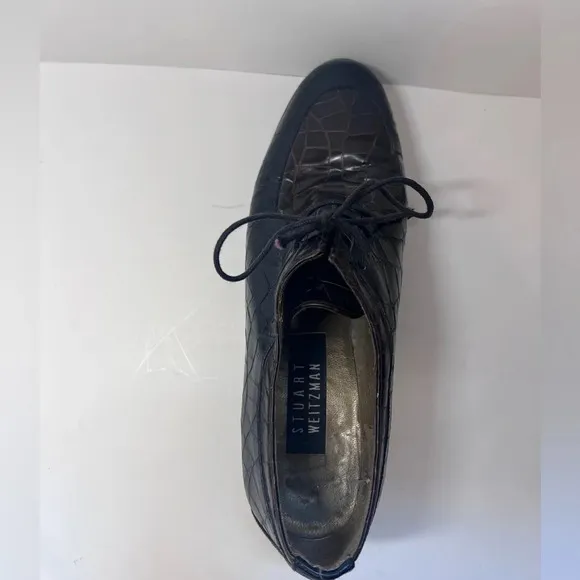 Stuart Weitzman Croc Lace up Loafers