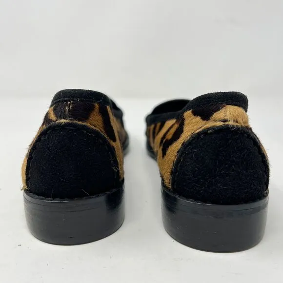 Stuart Weitzman Leopard Calf Hair Loafers Moccasins Sz 6