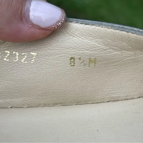 Stuart Weitzman Metallic Gunmetal Grey Leather Espadrille Flats Size 8.5