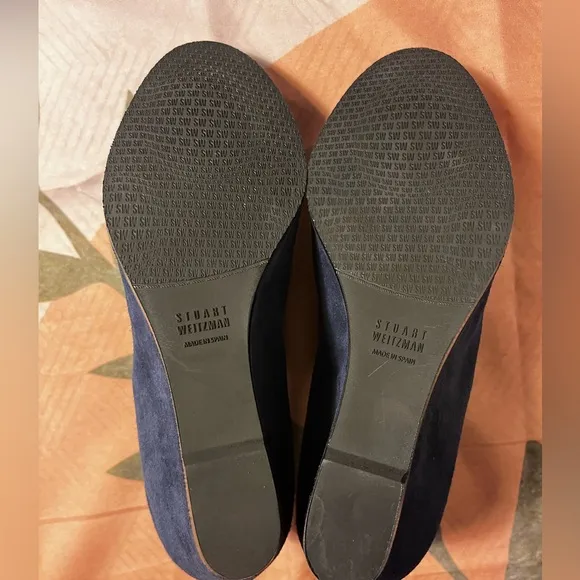 [Stuart Weitzman] Navy Blue Suede Wedged Ankle Boots