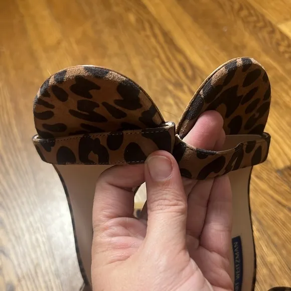 Stuart Weitzman NEARLYNUDE LEOPARD-PRINT SUEDE SANDALS IN CAPPUCINO Size 5.5