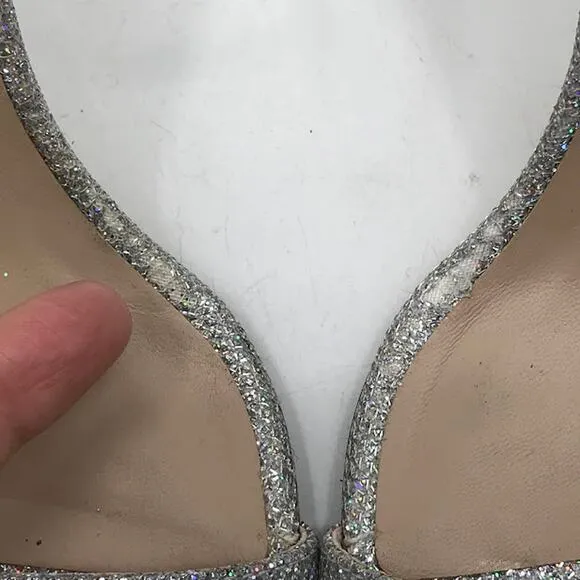 Stuart Weitzman Nudistcurve 100 High Heel Sandals 6 Ankle Strap Glitter Crystal