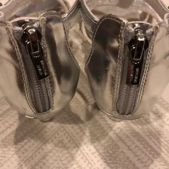 Stuart Weitzman Silver Glitter Girl Dressy Sandals