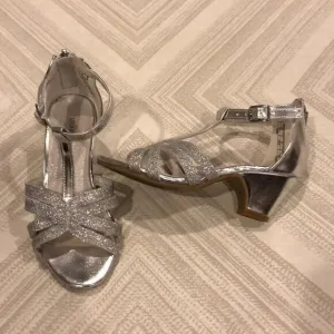 Stuart Weitzman Silver Glitter Girl Dressy Sandals