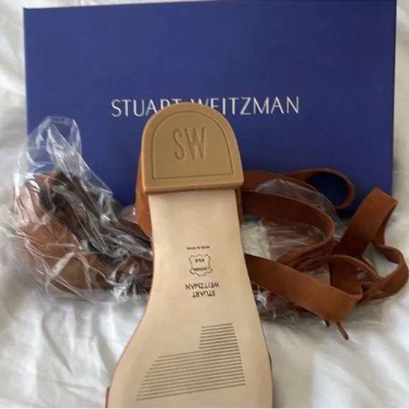 Stuart Weitzman Suede Corbata Sandals s 8.5