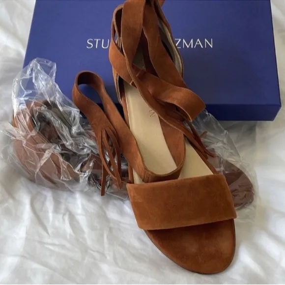 Stuart Weitzman Suede Corbata Sandals s 8.5