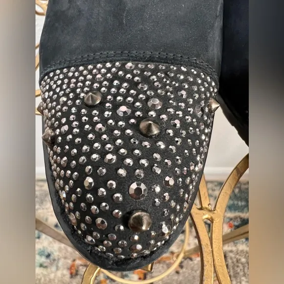 Stuart Weitzman Suede Crystal Studded Bootie Boots Size 6