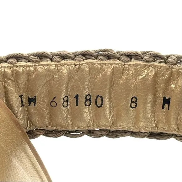 STUART WEITZMAN TAN/BROWN CROCHET &amp; LEATHER PLATFORM WEDGE HIGH HEEL SANDAL/PUMP