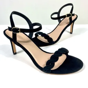 Stuart Weitzman Twistie Stiletto 75 Heels Sandals Suede Black 6 9 NEW