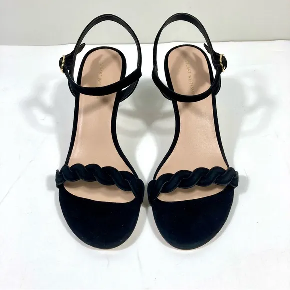 Stuart Weitzman Twistie Stiletto 75 Heels Sandals Suede Black 6 9 NEW