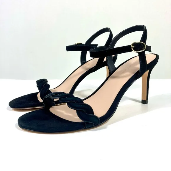 Stuart Weitzman Twistie Stiletto 75 Heels Sandals Suede Black 6 9 NEW