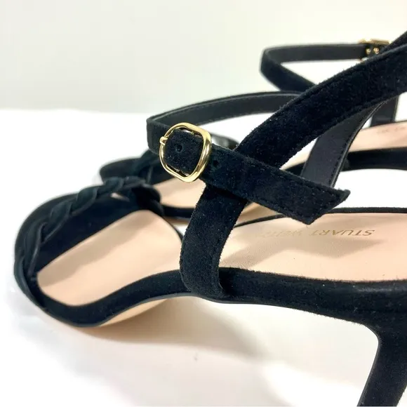 Stuart Weitzman Twistie Stiletto 75 Heels Sandals Suede Black 6 9 NEW