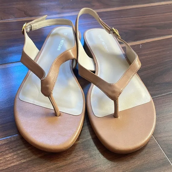 Stuart Weitzman Women's Align Slingback Flat Sandals Almond Size 5
