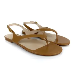 Stuart Weitzman Women's Align Slingback Flat Sandals Almond Size 5