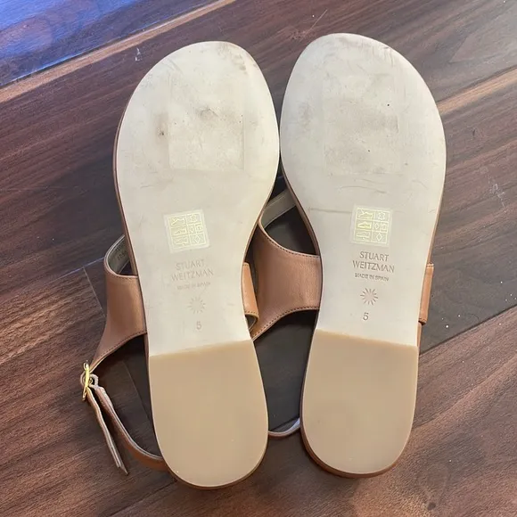 Stuart Weitzman Women's Align Slingback Flat Sandals Almond Size 5
