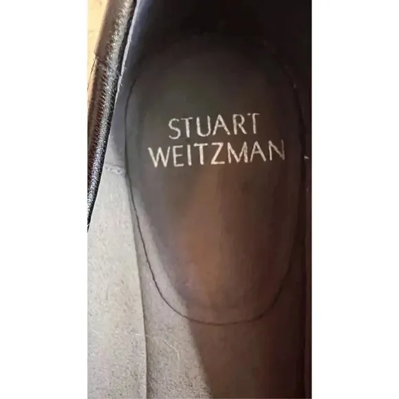 Stuart Weitzman Womens Black Brown Slip-On Quilted Bow Ballet Flats Size 7.5M