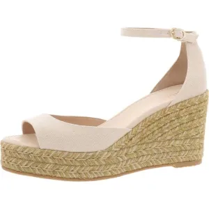 Stuart Weitzman Womens Nudistia Espadrille Beige Buckle Wedge Sandals New
