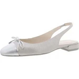 Stuart Weitzman Womens SLEEK BOW SLINGBACK Silver Slingback Sandals New