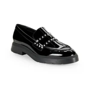 STUART WEITZMANDarcy Simulated Pearl Leather PennyLoafers Black Patent Sz 9.5