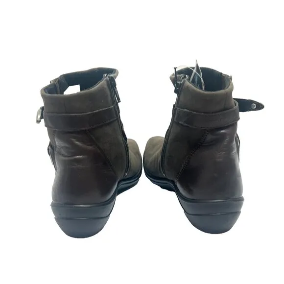 Suede Brown Boots Womens Sz 6.5 (37) Dry Tex Waterproof Pull On Side Zip Leather