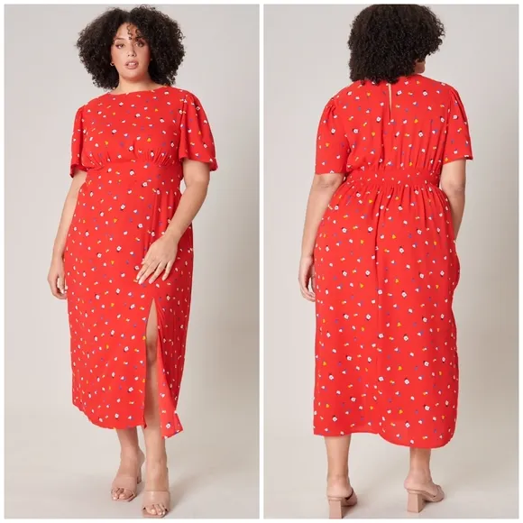 SUGARLIPS Curvy Mon Cheri Bloom Floral Midi Dress