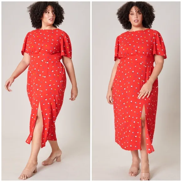 SUGARLIPS Curvy Mon Cheri Bloom Floral Midi Dress