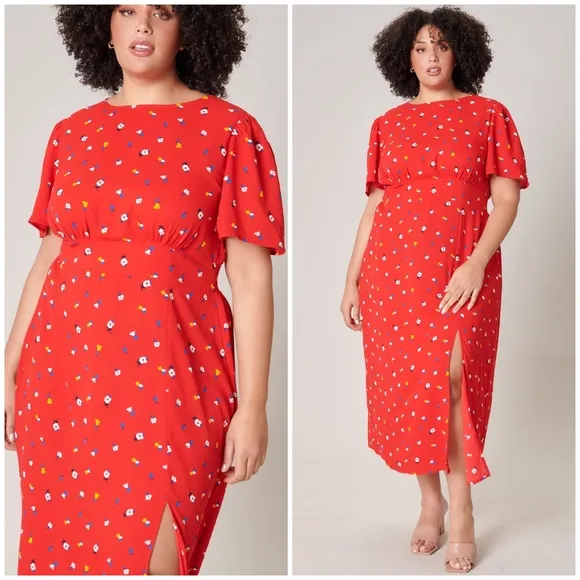 SUGARLIPS Curvy Mon Cheri Bloom Floral Midi Dress