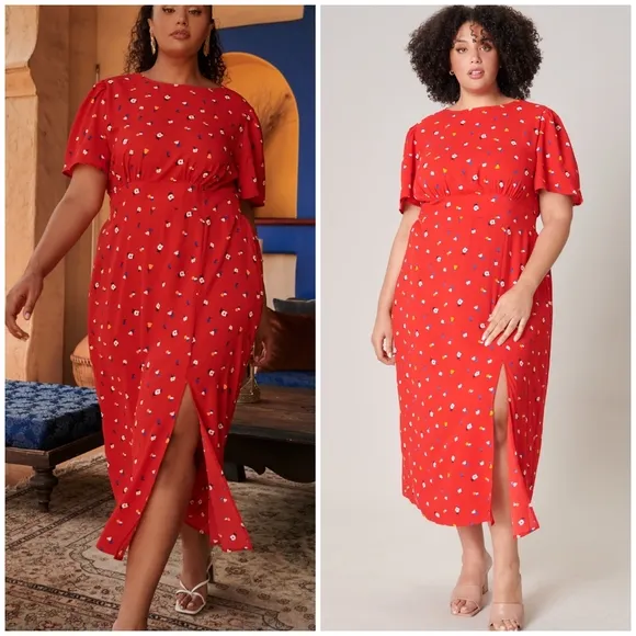 SUGARLIPS Curvy Mon Cheri Bloom Floral Midi Dress