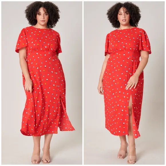 SUGARLIPS Curvy Mon Cheri Bloom Floral Midi Dress