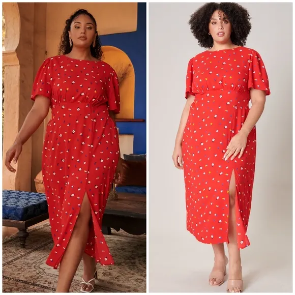 SUGARLIPS Curvy Mon Cheri Bloom Floral Midi Dress