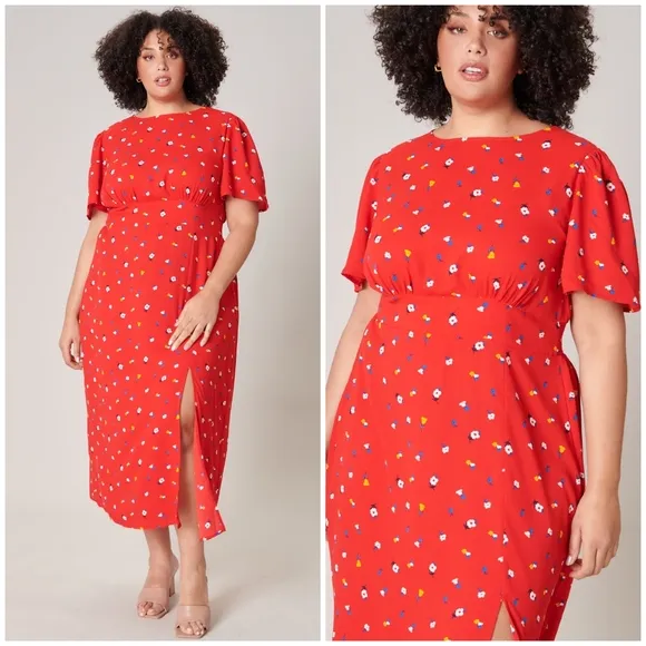 SUGARLIPS Curvy Mon Cheri Bloom Floral Midi Dress