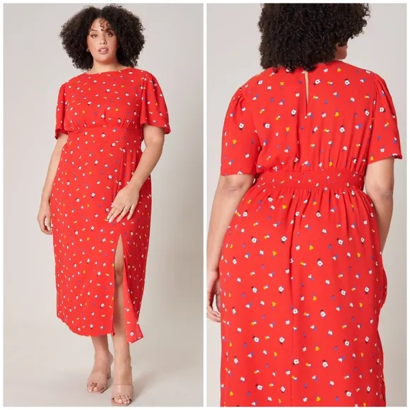 SUGARLIPS Curvy Mon Cheri Bloom Floral Midi Dress