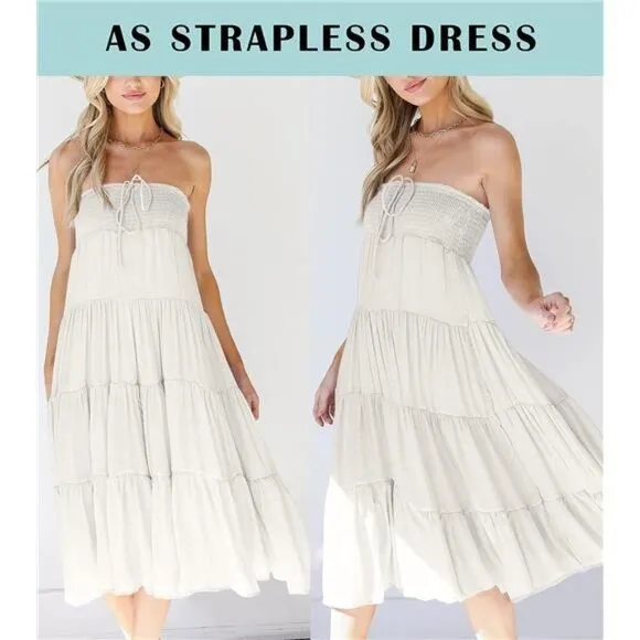 Summer Elastic High Waist Boho Maxi Skirt Casual Drawstring A Line Long Skirt