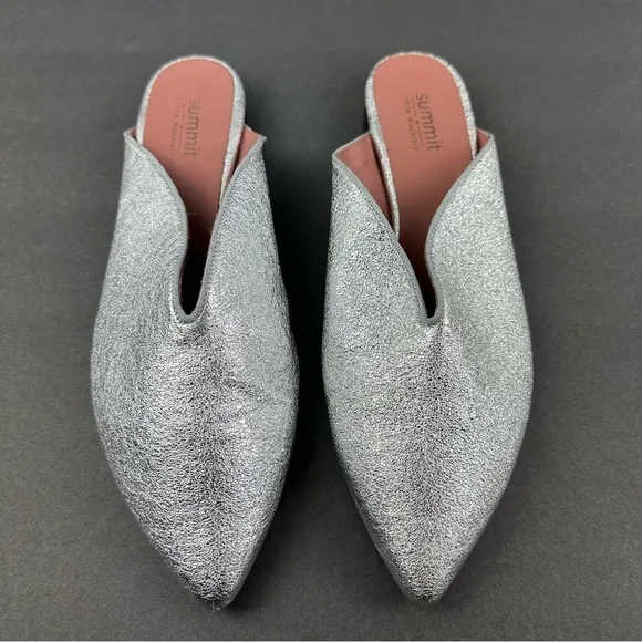 Summit By White Mountain Italian Flats 40 Silver Glitter Sparkle Slip On New