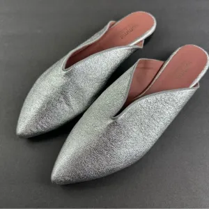 Summit By White Mountain Italian Flats 40 Silver Glitter Sparkle Slip On New