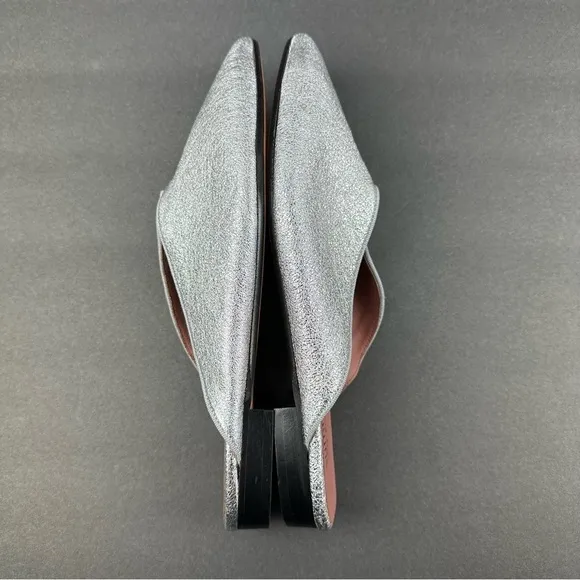 Summit By White Mountain Italian Flats 40 Silver Glitter Sparkle Slip On New