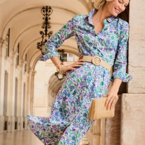 Talbots Floral Midi Shirt Dress 4P NWOT | Cotton Cottagecore Prep