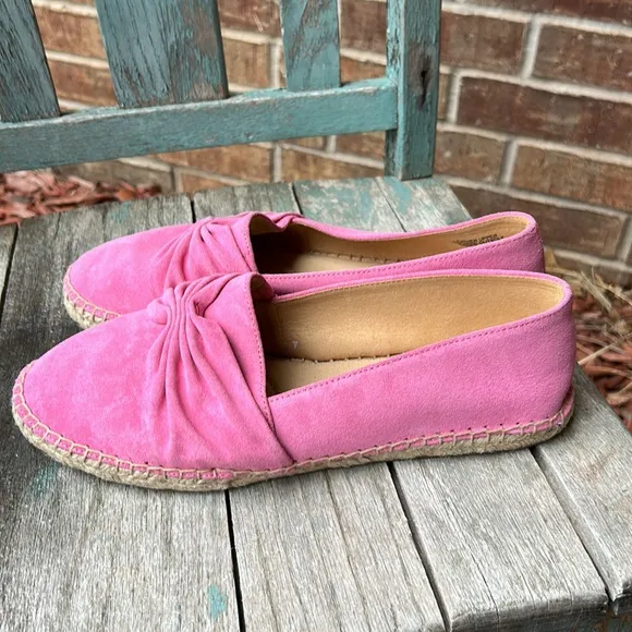 TALBOTS Ladies 10M Izzy Pink Espadrille Shoes~Slip ons with Bow Detail