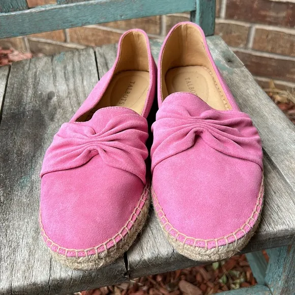 TALBOTS Ladies 10M Izzy Pink Espadrille Shoes~Slip ons with Bow Detail